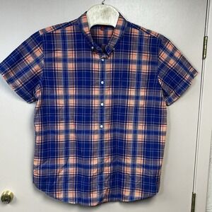 Arizona‎ Shirt Mens XXL Button Down Salmon Blue Plaid Short Sleeve NWT